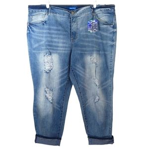 “Blue Topaz" Distressed Cuffed Skinny Jeans Size 20